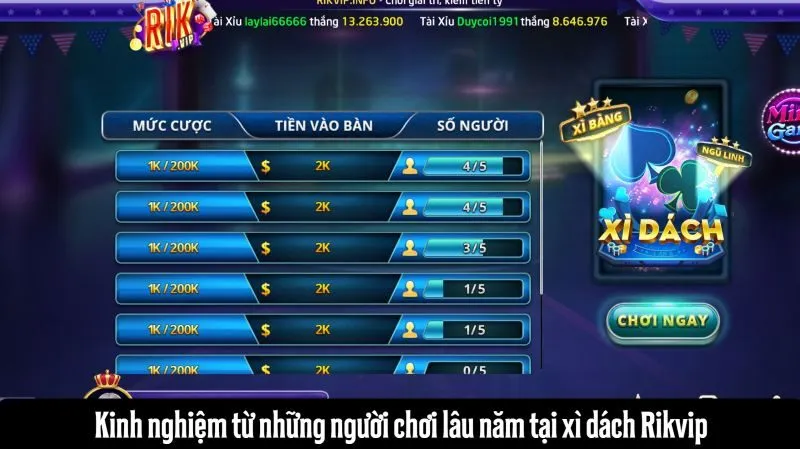 Chiến lược chơi xì dách trên Rikvip