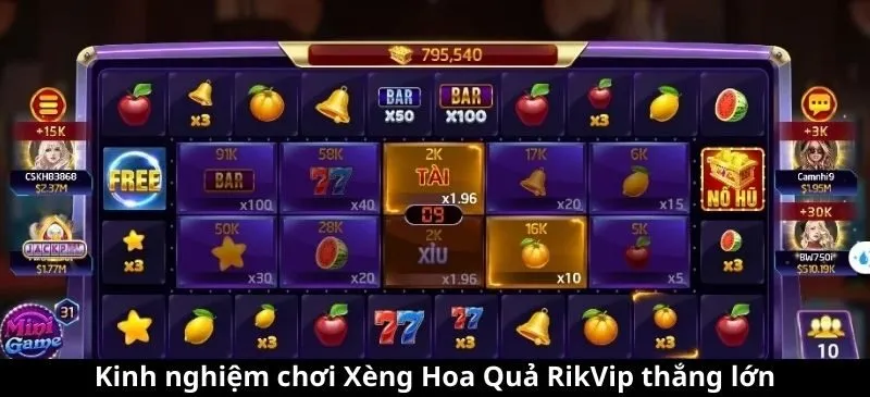 Kinh nghiệm chơi Xèng Hoa Quả RikVip thắng lớn